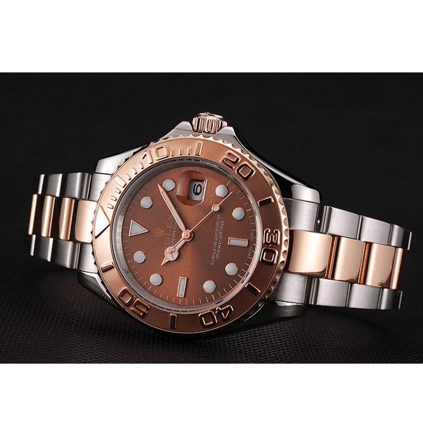 Aaa replica watch Bracelet Master Two Tone Rose Gold Steel Rolex Dial 1453864 Yacht Stainless 0716